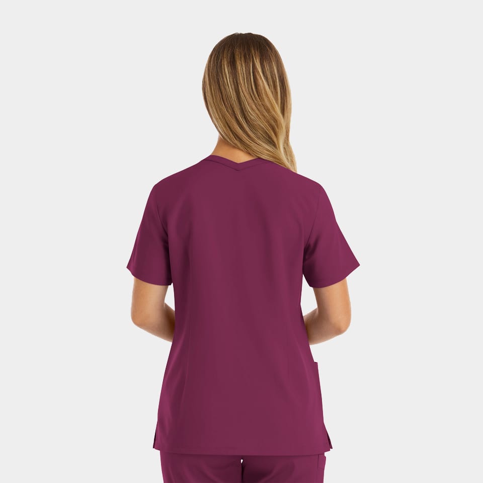 Momentum-by-Maevn_5001-WomensDoubleV-NeckTop-Wine-WIN-02-Maevn-Scrubs.jpg