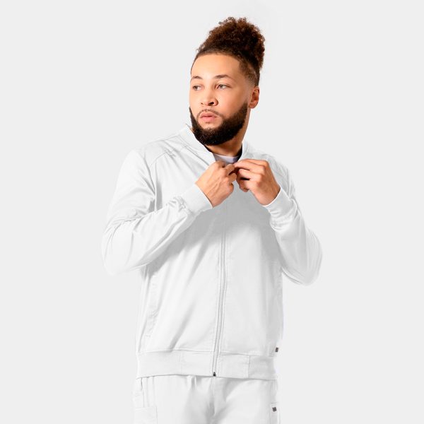 Edge by IRG 2861 MensZipJacket White WHT 01 IRG Scrubs