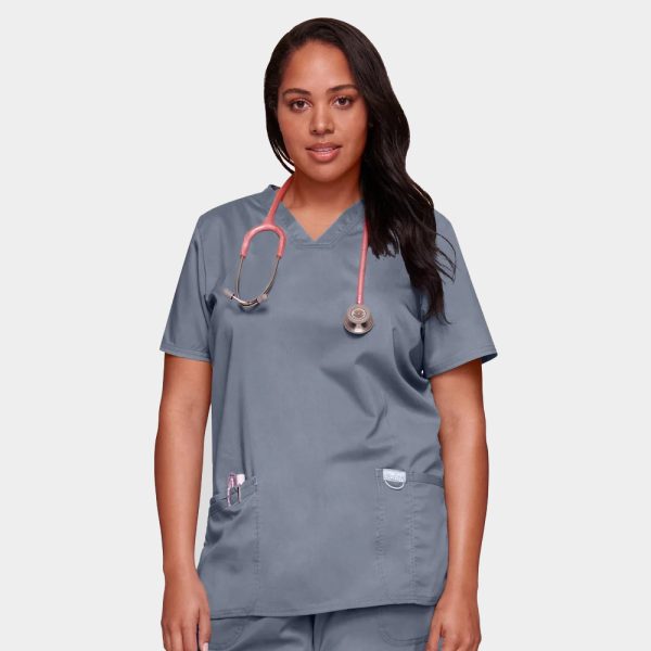 V Neck Top Revolution By Cherokee WW620 Grey 01