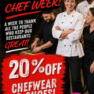 CHEF SALE AT GREG'S UNIFORMS 20% OFF