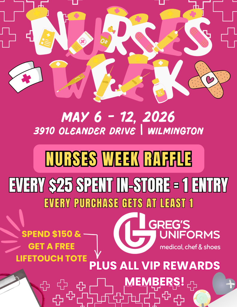 nurses week event and giveaway at greg's uniforms in wilmington for scrubs